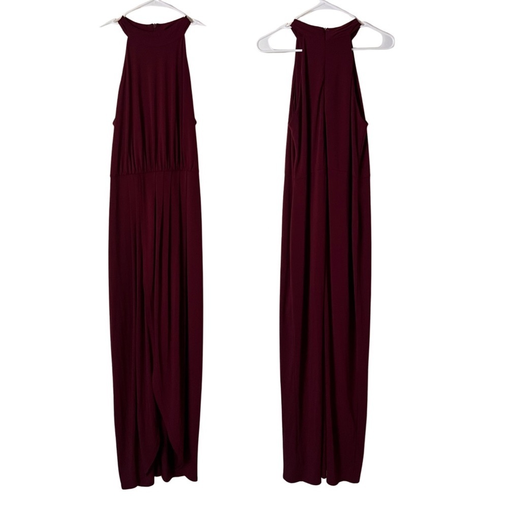 Venus long draped halter formal maxi Merlot dress, size Large - Picture 5 of 13